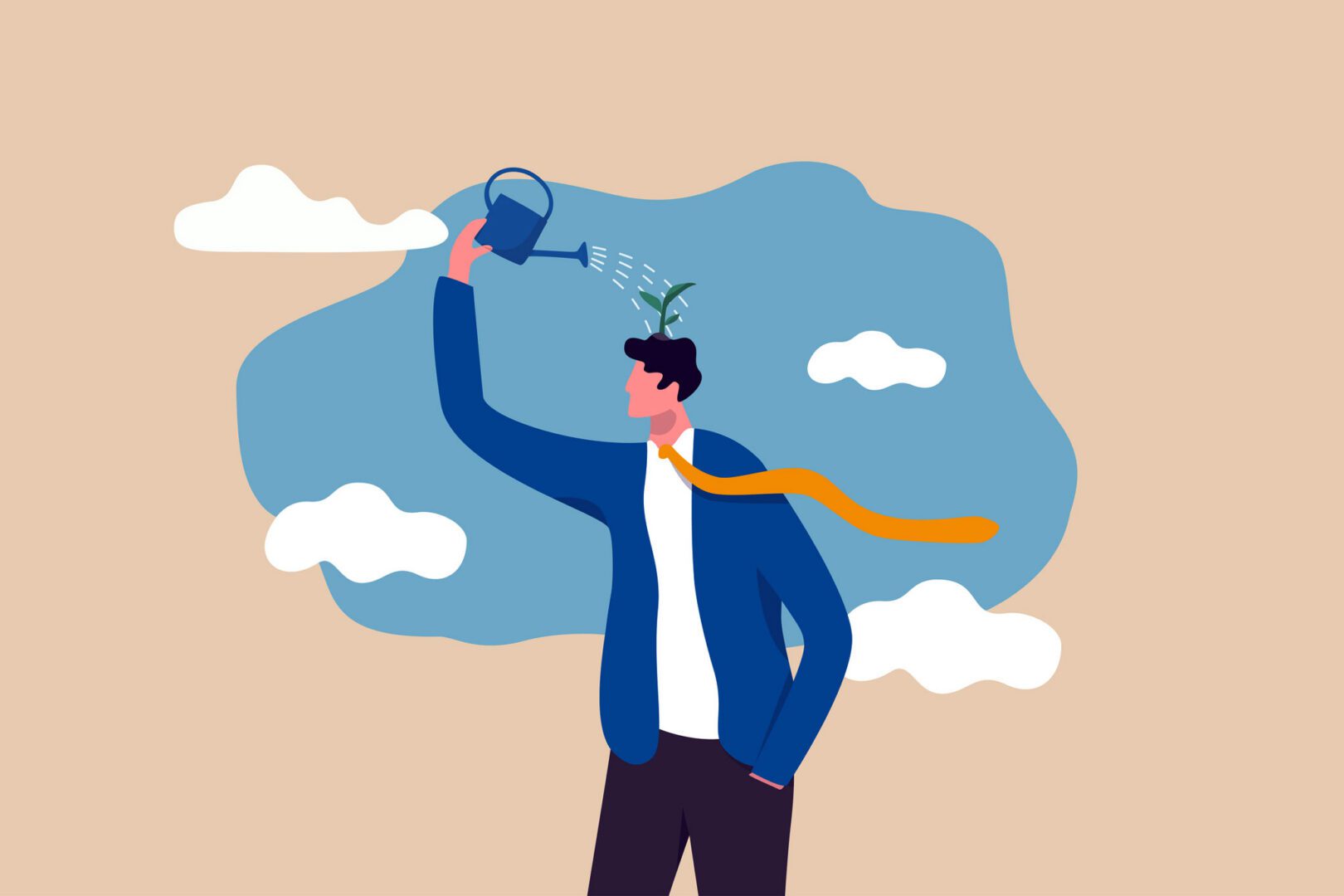 illustration of a man supporting his mental health and personal growth in a recovery house