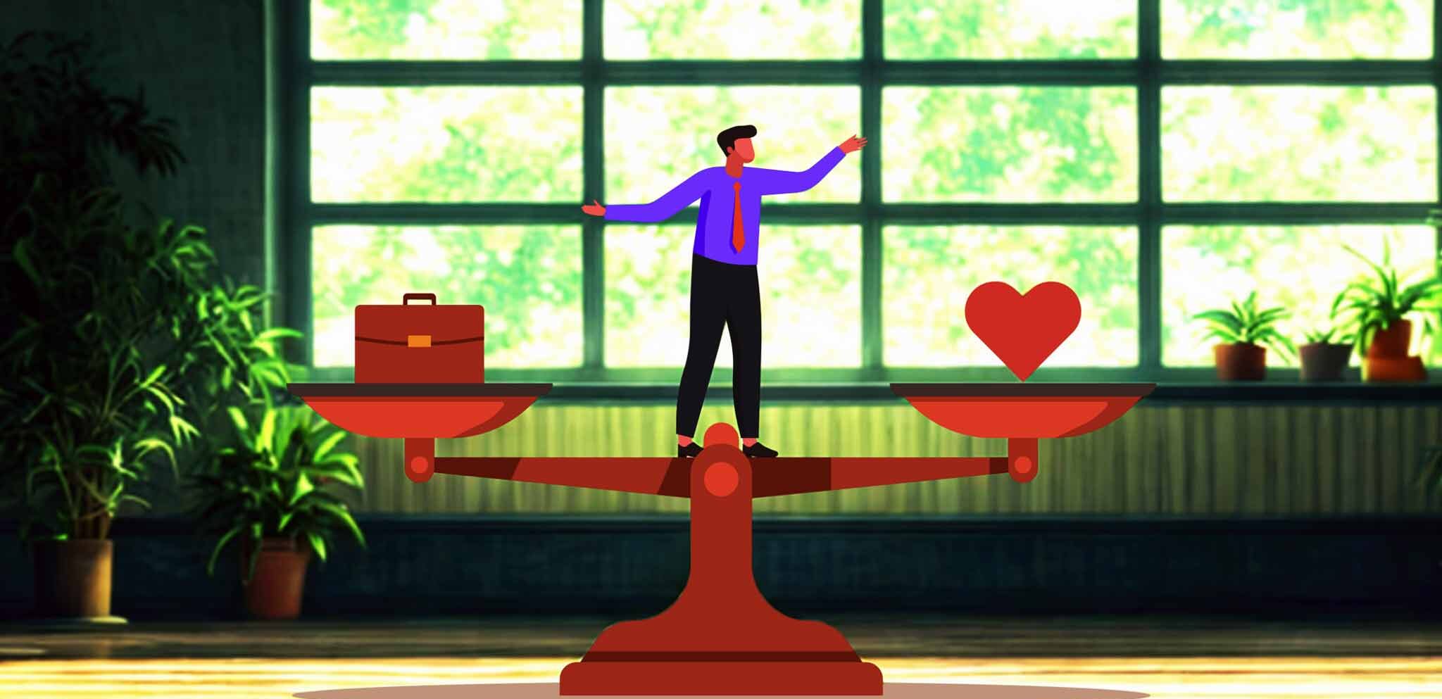 illustration of a man standing on a scale in a california mental health diversion program